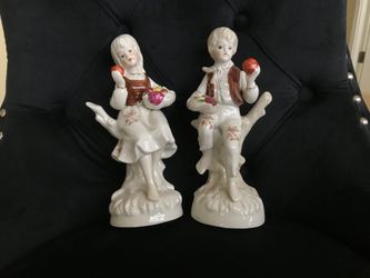 Vintage Boy and Girl figurines 8”
