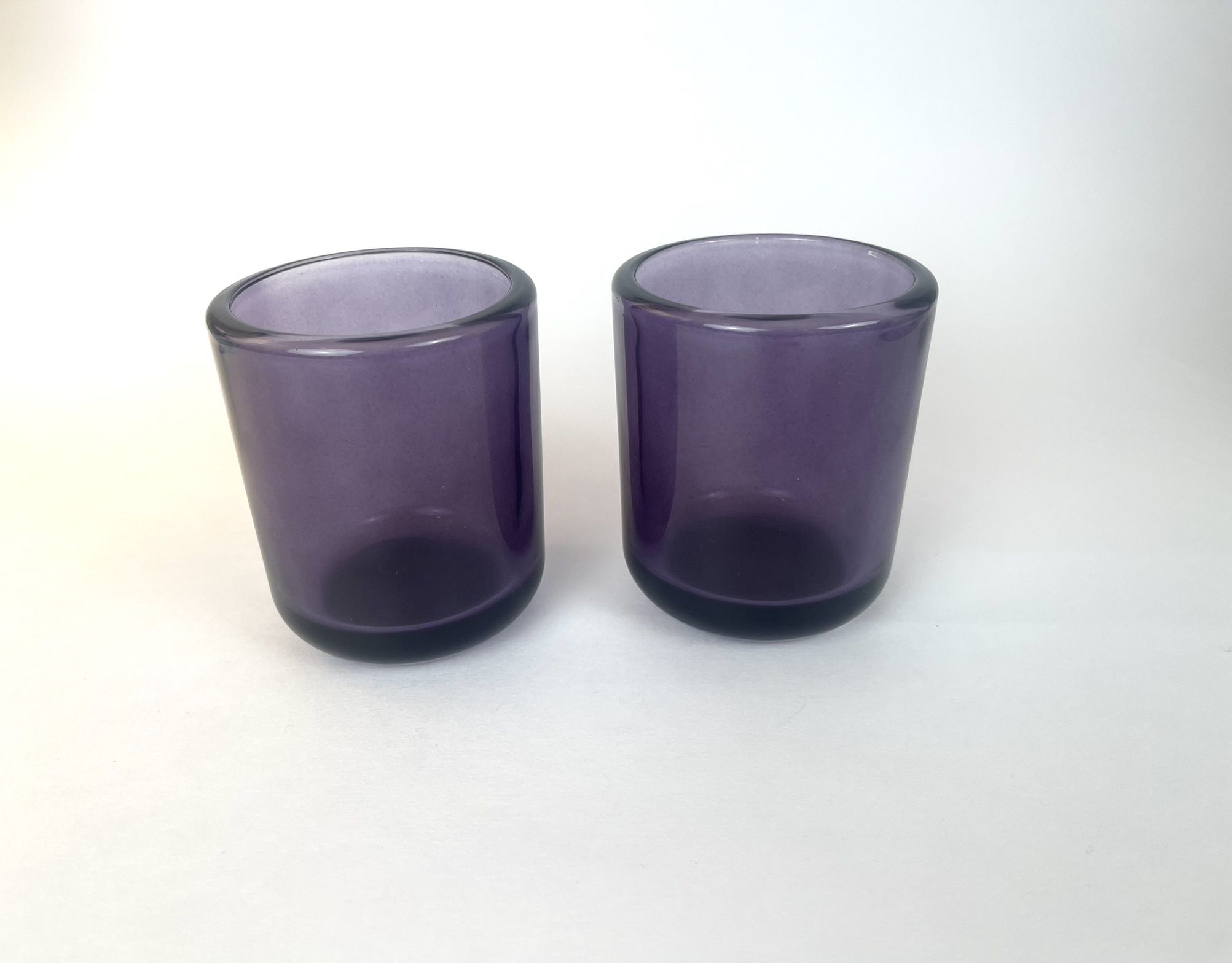 Purple Plum Clear Color Votive Candle Holders Set of 2 3.5 Inch Kirkland EUC