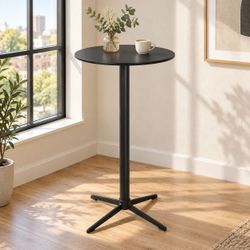 Black Round Bar Table - 24" Wide, 42" Tall - New