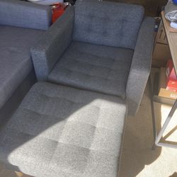 IKEA Dark Grey Morabo Chair With Ottoman