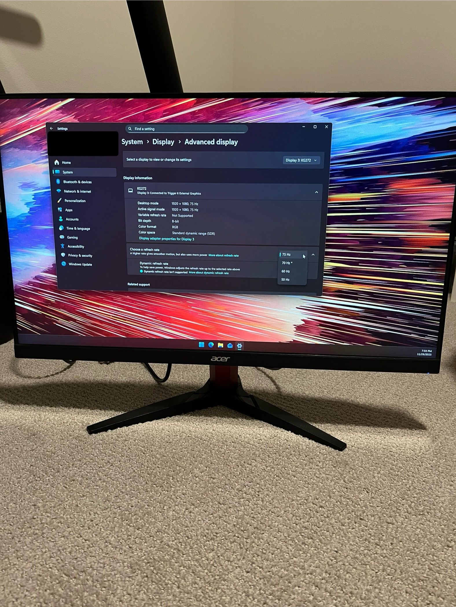 Acer 27” FHD Monitor KG272(biimx) 75hz - 2020
