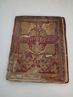 Antique Victorian Scrap Book with Gold Embossed Cover