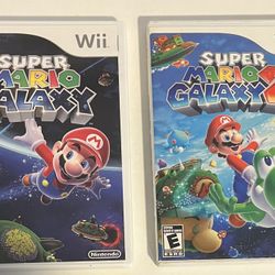 Super Mario Galaxy 1 & Galaxy 2 Nintendo Wii 2007 Complete Resurfaced Tested
