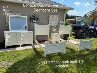 6 Piece Double Twin Size Solid Wood Bedroom Set