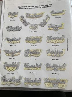 Name plates special names diamond gold 10kt 14kt