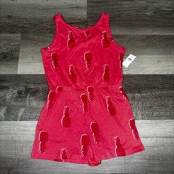 NWT Old Navy Size M/4 Girls Pink Sleeveless 100% Cotton One Piece Romper 