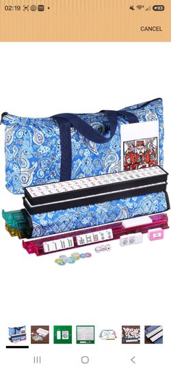 Nova Microdermabrasion American Mahjong Mah Jongg Set 166 Tiles 4 All-in-One Color Rack/Pushers Soft Bag Full Size Complete Mahjongg Ma Jong Set (Blue