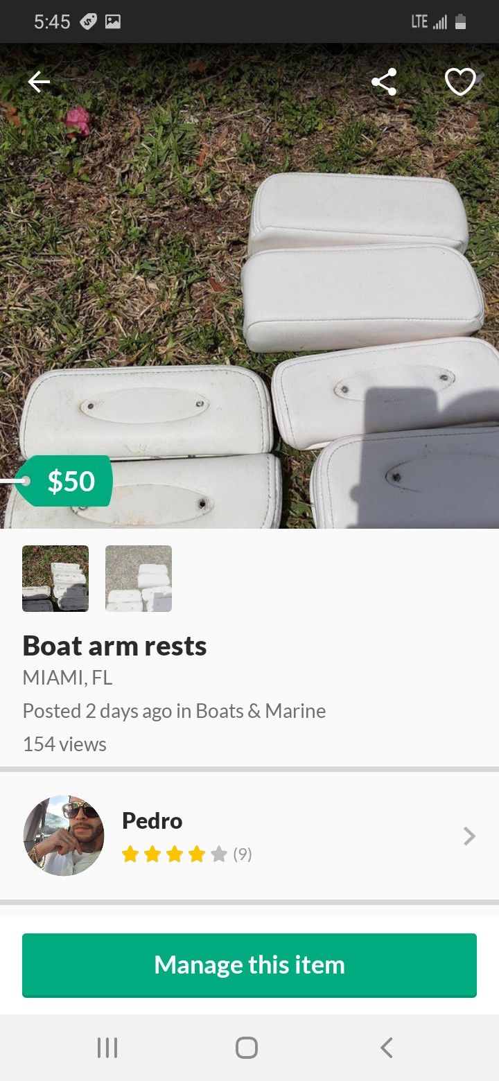 Boat arm rests