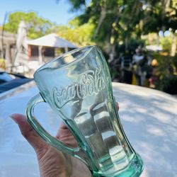 Coca-Cola Coke Glass W/ Handle Green Mug