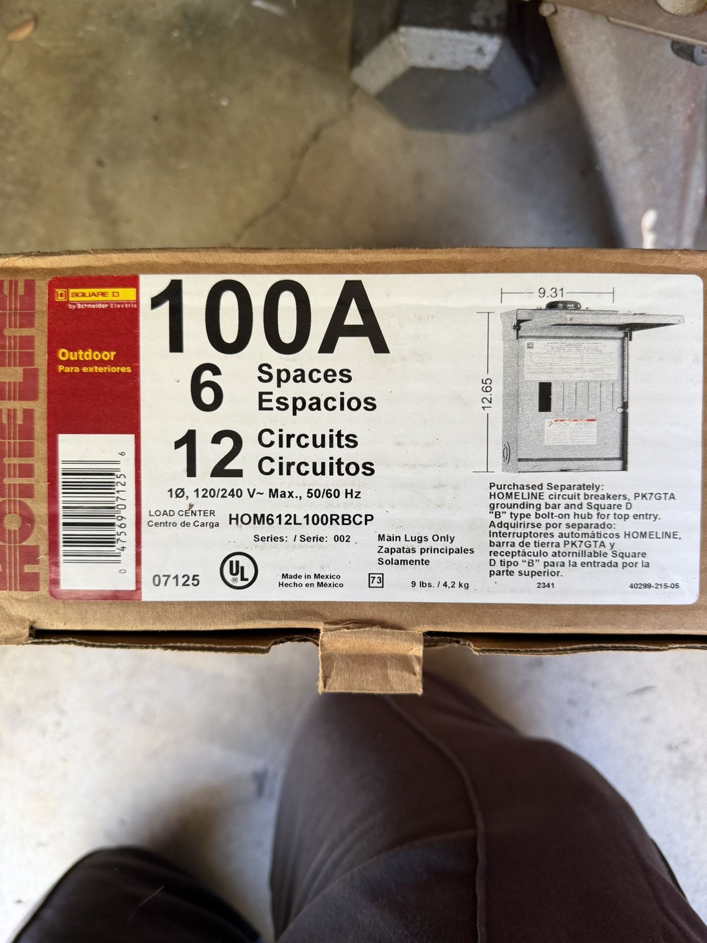 100a Square D 6 Space Panel New