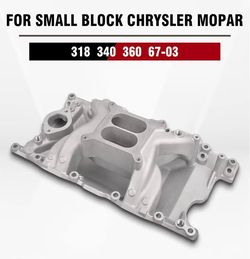 Intake Manifold Aluminum Dual Plane Compatible with 1967--2003-- Small Block Chrysler Mopar 318 340 360