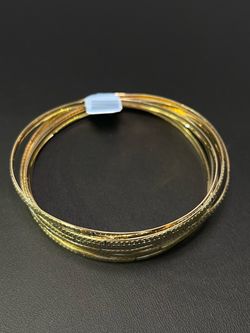 14k two tone gold bangle 7 day bracelets diamond cut