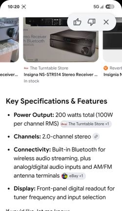 Insignia NS-STR514 Stereo Receiver with Bluetooth