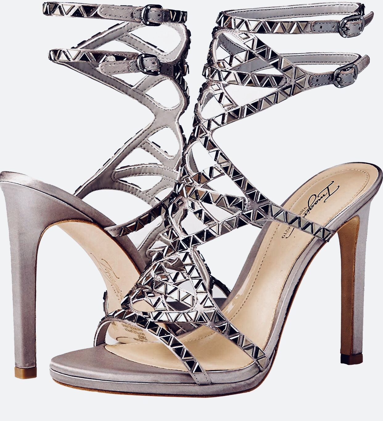 Imagine By Vince Camuto Women's Galvin Heel Sandals - 4.5 Inch Heel, Geometric Straps, Padded Insole