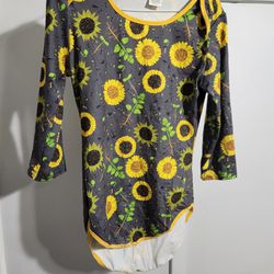 Littles Laboratory Sunflower Print Adult Onesie/Bodysuit 