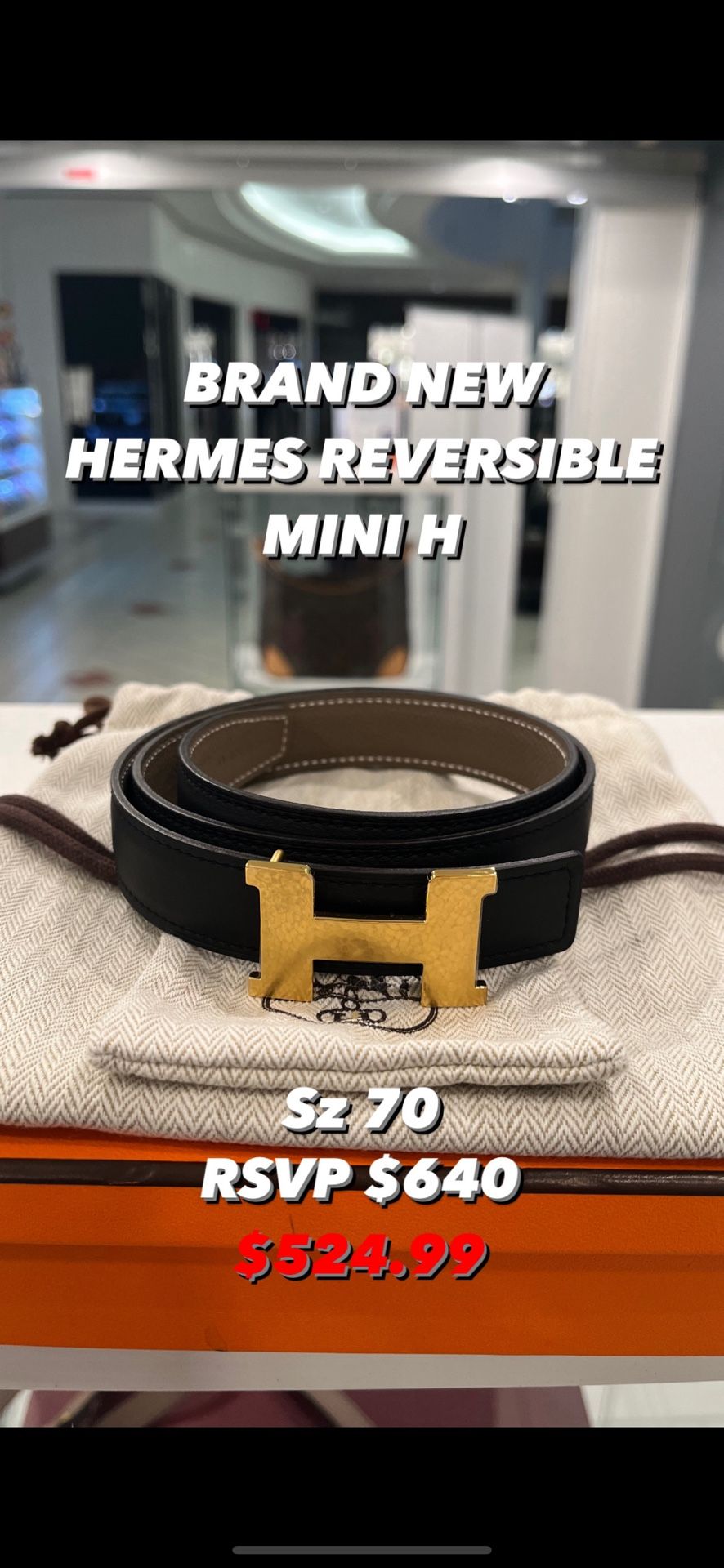 Hermes Reversible Mini H Belt