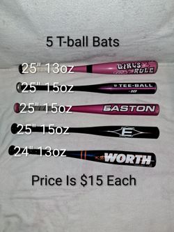 5 T-ball Bats (Price Is $15 Each)