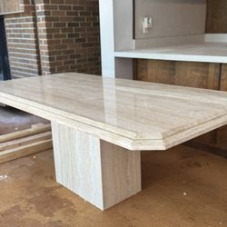 1970s Italian Travertine Table - Vintage Midcentury 