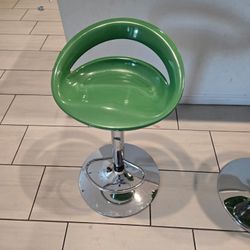 Set of 3 Green Adjustable Bar Stools – Used, Priced Low