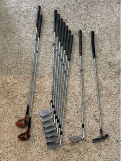 Vintage RAM Aries Golf Club Set (Irons 3-9 + P/W + Woods 1&3) and Lamkin Putter