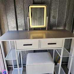 Vanity Desk With Chair Mirror Led