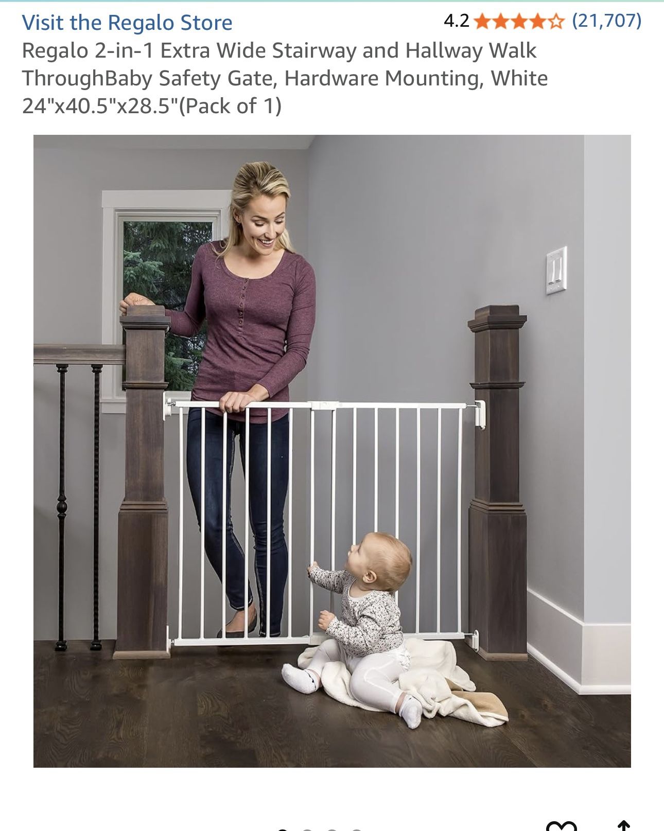 Regalo Baby Gate Top of Stairs