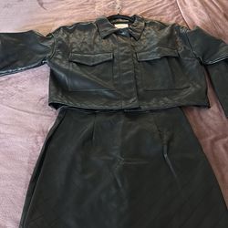 Faux leather two piece set