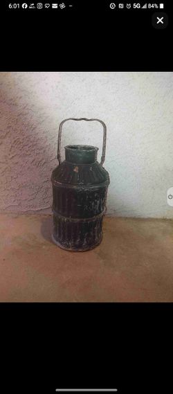 ANTIQUE FLUTED METAL CONTAINER