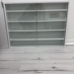 Wall-Mounted Display Shelf with Glass Sliding Doors (2 units)