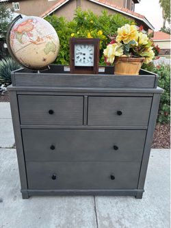 Gray Simmons Wood Dresser Chest of Drawers Furniture Great Condition