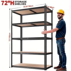 72” Heavy-Duty 5-Tier Garage Storage Shelves – Brand New