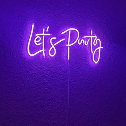 Pink LED Neon “Let’s Party” Wall Sign
