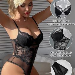 Women One Piece Lingerie Lace Body Suits Teddy Corset Tops Underwire Bodysuit