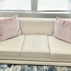 CREAM LEATHER SOFA BED $500 OBO