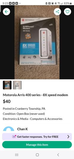 Motorola Arris 400 series - 8X speed modem