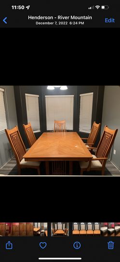 Dining table and chairs with China cabinet