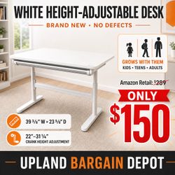 Brand-New White Height-Adjustable Desk – $150