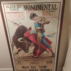 BULLFIGHTING POSTER 1998 BARCELONA SPAIN FRAMED 22x40