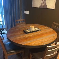 Round Bar Height Table W/ 4 Chairs And Matching Bar/ Credenza