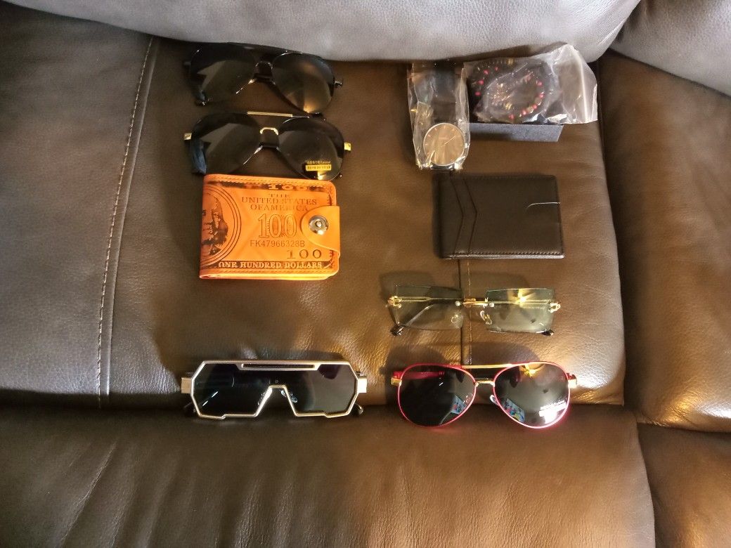 Men Wallets, Shades And Watch Set