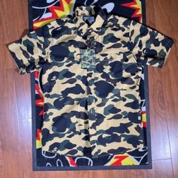 A bathing Ape Short Sleeve Button Down 1st Camo Medium
