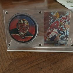 John Vanbiesbrouck Hockey Card And Puck