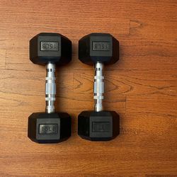 Rubber Encased hex Dumbbell Pairs 15 Pound