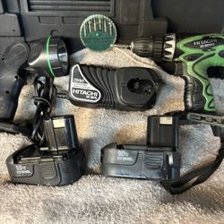 Hitachi 18V, 1/2” Cordless Drill Driver Kit —DS18DVF3-Clean–1200 RPM, 2 Batts/Chrgr, Worklite , Case