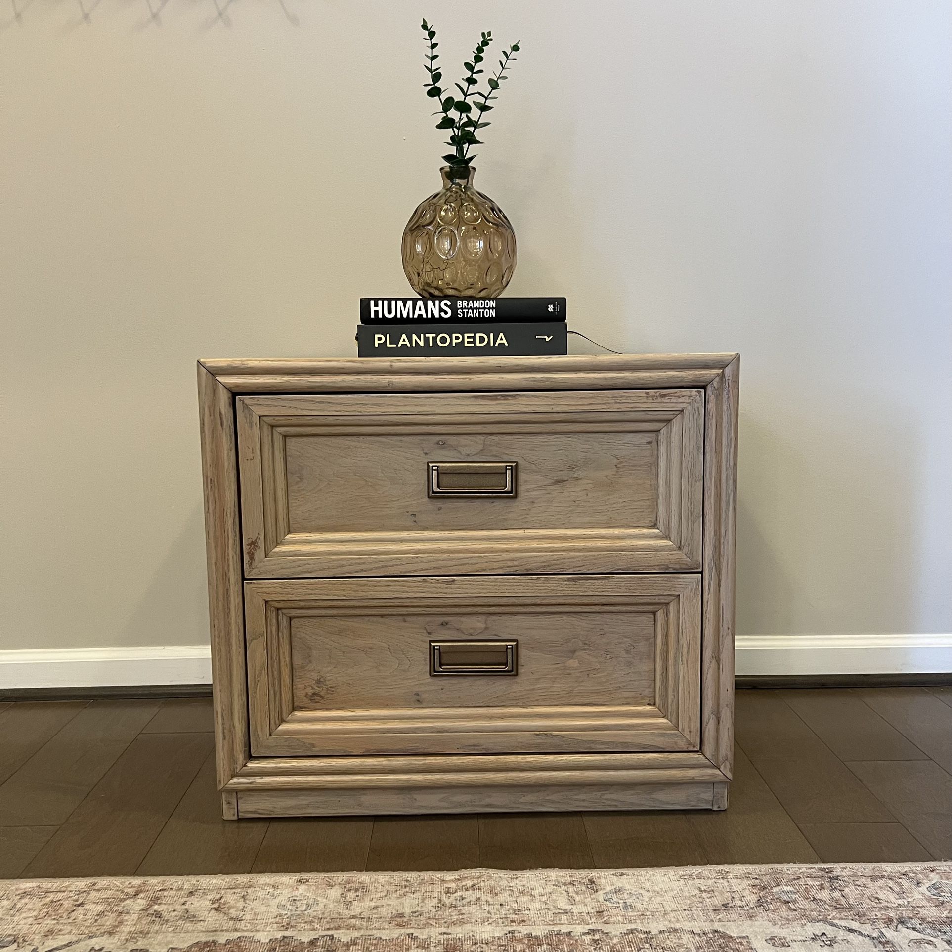 Hand-finished Nightstand / End Table, Modern Rustic Paint Wash