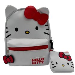 Sanrio Hello Kitty mini backpack with matching coin purse - white and red