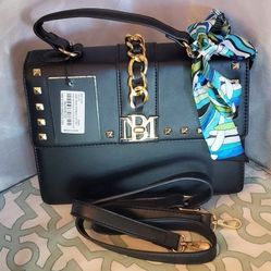 Bagley Mischka Black Vegan Leather Satchel. NWT