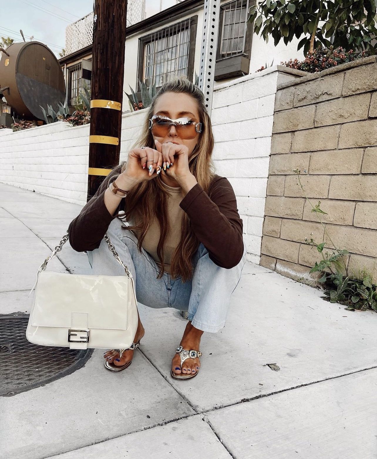 Vintage Fendi Patent Bag With Hole