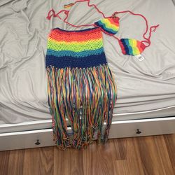 crochet bikini top and skirt