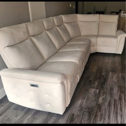 Beautiful elegant upscale luxury All Electric Double Recliner Sectional Sofa